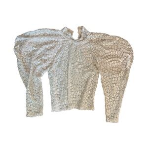 Zara Sheer Sequin Mock Neck Top | Clean Girl Minimal Glam S